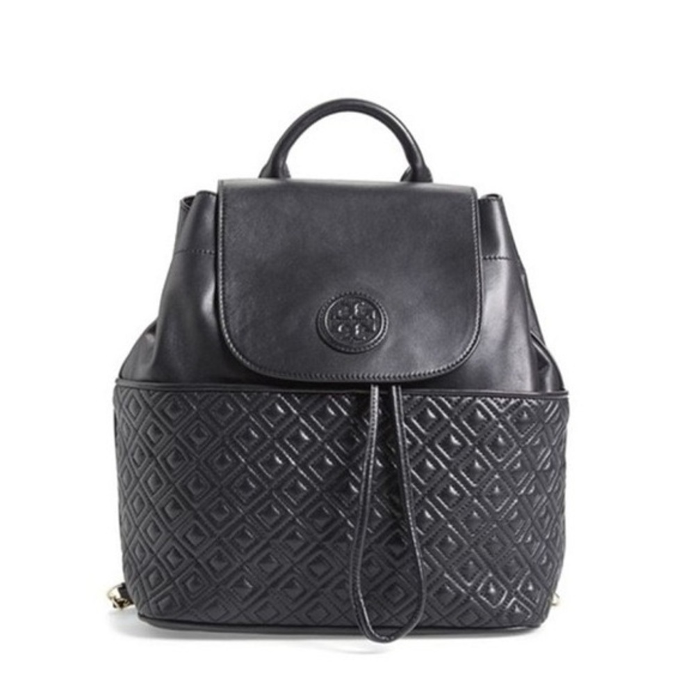 Tory Burch Marion Quilted Leather Backpack – Black